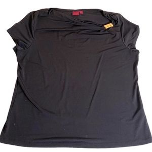 212 Collection Black draped neck blouse size L